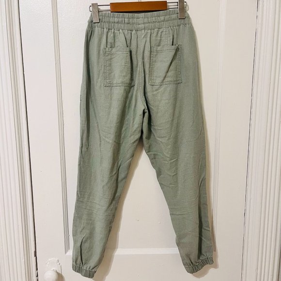 Calvin Klein Linen Pants, Soft Natural Green, US 2 - Picture 5 of 6